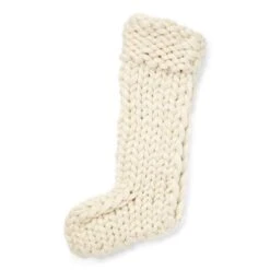 22 In. Chunky Knit Cream Christmas Stocking