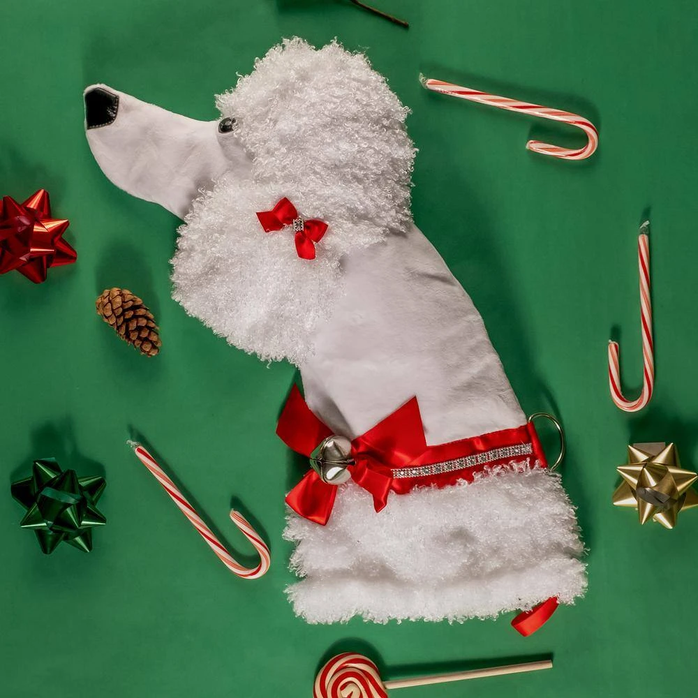 22 In. White Poodle Dog Faux Fur Christmas Stocking 5 22 In. White Poodle Dog Faux Fur Christmas Stocking - Image 5