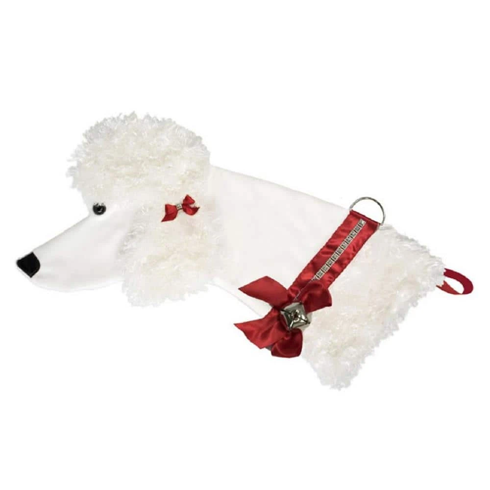 22 In. White Poodle Dog Faux Fur Christmas Stocking 2 22 In. White Poodle Dog Faux Fur Christmas Stocking - Image 2