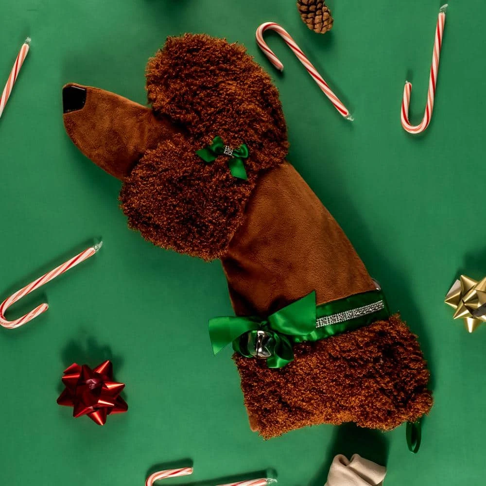 22 In. Brown Poodle Dog Faux Fur Christmas Stocking 5 22 In. Brown Poodle Dog Faux Fur Christmas Stocking - Image 5