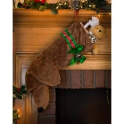 22 In. Tan Dachshund Dog Faux Fur Christmas Stocking -Northlight Shop christmas stockings hh15 44 1000