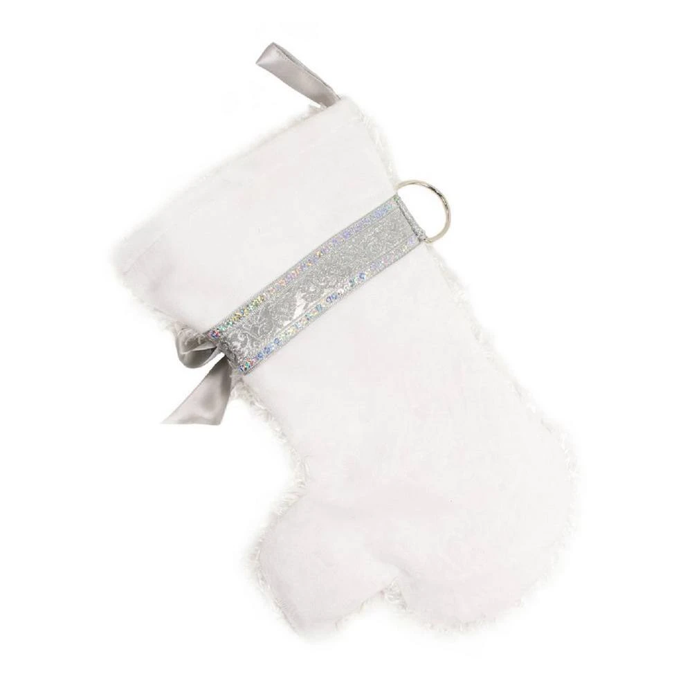 22 In. Snowball White Curly Dog Faux Fur Fabric Christmas Stocking 3 22 In. Snowball White Curly Dog Faux Fur Fabric Christmas Stocking - Image 3