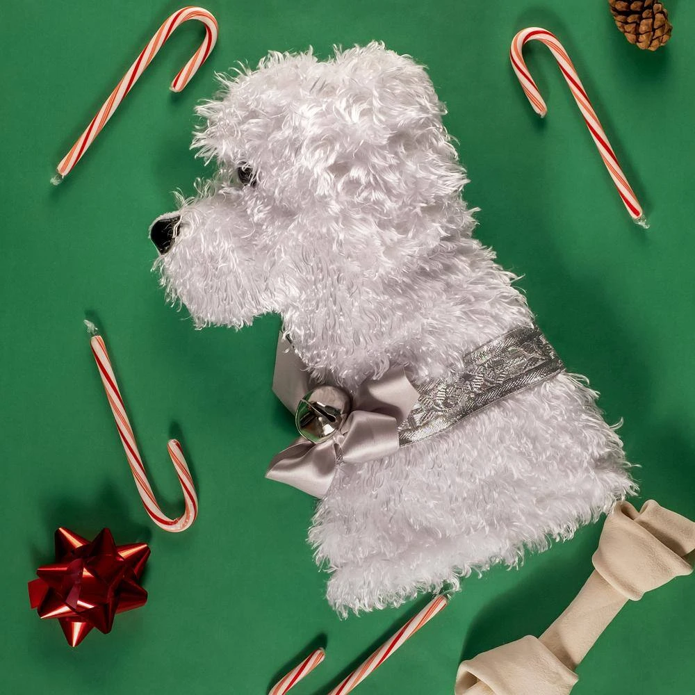 22 In. Snowball White Curly Dog Faux Fur Fabric Christmas Stocking 6 22 In. Snowball White Curly Dog Faux Fur Fabric Christmas Stocking - Image 6