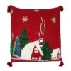 18 In. X 18 In. Christmas House Applique Pillow -Northlight Shop christmas textiles pi 21 2132 64 1000