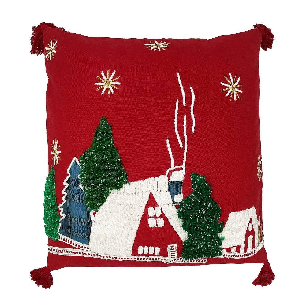 18 In. X 18 In. Christmas House Applique Pillow 1 18 In. X 18 In. Christmas House Applique Pillow