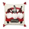 18 In. X 18 In. Plaid Applique Gnomes Pompom Pillow -Northlight Shop christmas textiles pi 21 2134 64 1000