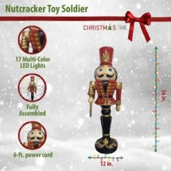 36 In. Red Resin Christmas Nutcracker Toy Soldier Holding A Staff With LED Lights 8 36 In. Red Resin Christmas Nutcracker Toy Soldier Holding A Staff With LED Lights -Northlight Shop christmas time christmas figurines ct rs036nc1 rd1 40 1000