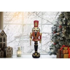 36 In. Red Resin Christmas Nutcracker Toy Soldier Holding A Staff With LED Lights 11 36 In. Red Resin Christmas Nutcracker Toy Soldier Holding A Staff With LED Lights -Northlight Shop christmas time christmas figurines ct rs036nc1 rd1 66 1000
