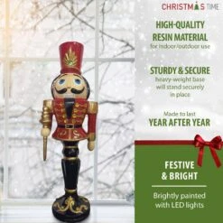 36 In. Red Resin Christmas Nutcracker Toy Soldier Holding A Staff With LED Lights 7 36 In. Red Resin Christmas Nutcracker Toy Soldier Holding A Staff With LED Lights -Northlight Shop christmas time christmas figurines ct rs036nc1 rd1 e1 1000