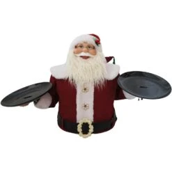25 In. Christmas Musical Santa Claus With 2 Serving Plates