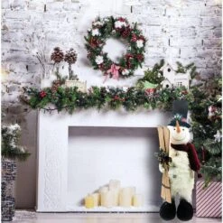 30 In. Christmas Plush Snowman With Skis -Northlight Shop christmas time christmas figurines ct snwm030 wht1 40 1000