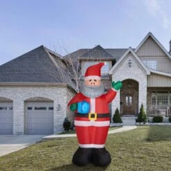 10 Ft. X 5 Ft. Santa Holding HO HO HO Banner Christmas Inflatable With Storage Bag 11 10 Ft. X 5 Ft. Santa Holding HO HO HO Banner Christmas Inflatable With Storage Bag -Northlight Shop christmas time christmas inflatables ct santa101 l 40 1000
