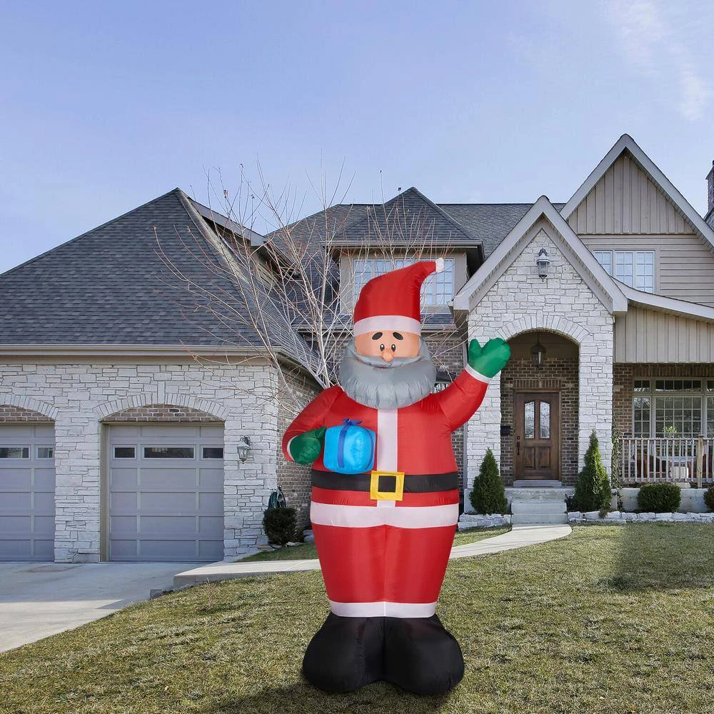 10 Ft. X 5 Ft. Santa Holding HO HO HO Banner Christmas Inflatable With Storage Bag 3 10 Ft. X 5 Ft. Santa Holding HO HO HO Banner Christmas Inflatable With Storage Bag - Image 3