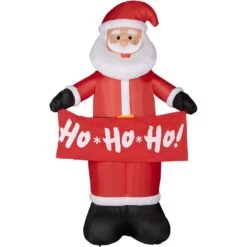 10 Ft. X 5 Ft. Santa Holding HO HO HO Banner Christmas Inflatable With Storage Bag