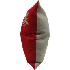 15.5 In. Red And White Snowflake Christmas Throw Pillow -Northlight Shop christmas time christmas textiles ct xmasplw red1 a0 1000