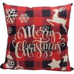 15.5 In. Buffalo Plaid Merry Christmas Thow Pillow
