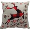 15.5 In. Buffalo Plaid Reindeer Merry Christmas Throw Pillow 3 15.5 In. Buffalo Plaid Reindeer Merry Christmas Throw Pillow -Northlight Shop christmas time christmas textiles ct xmasplw wht1 64 1000