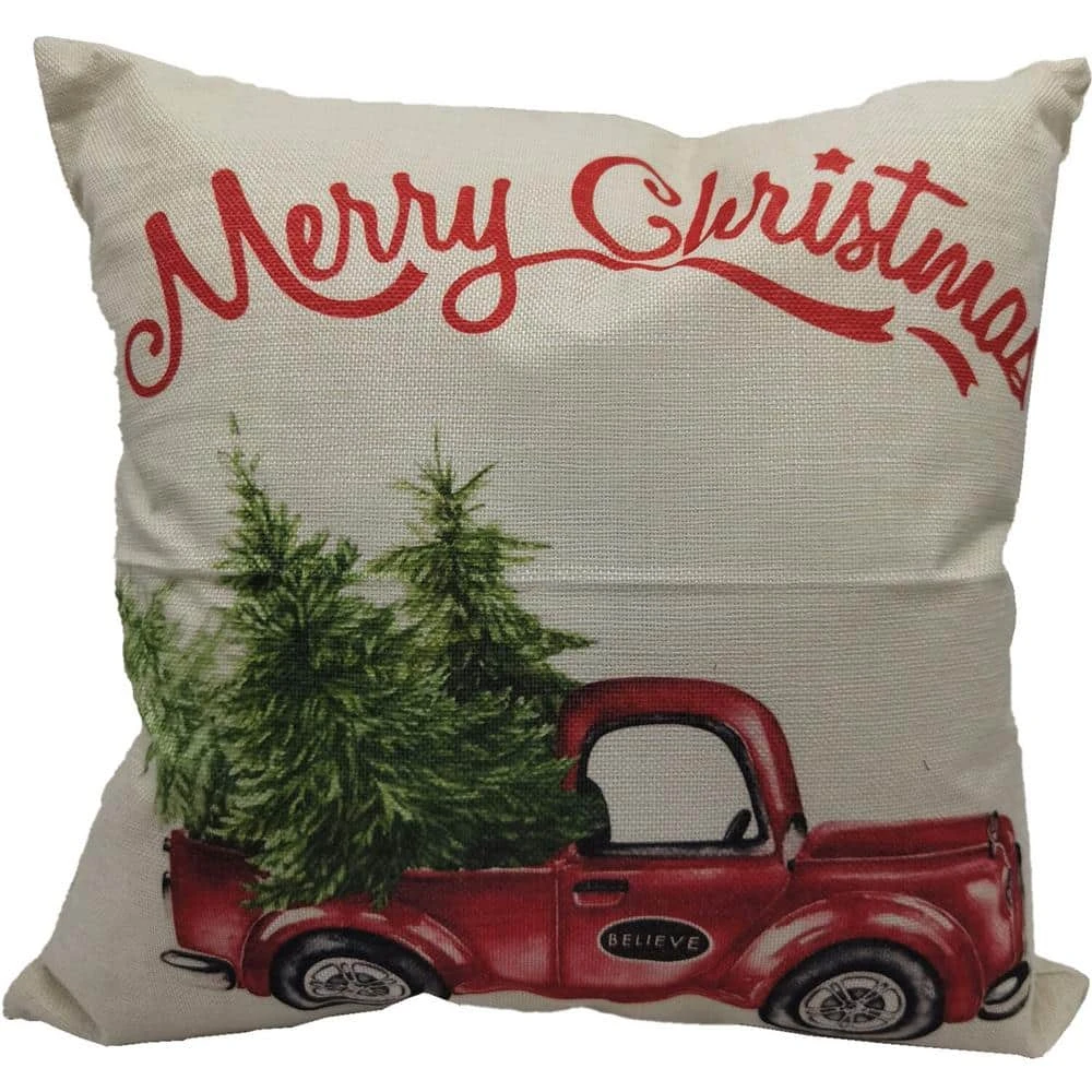 15.5 In. Retro Truck Merry Christmas Throw Pillow 1 15.5 In. Retro Truck Merry Christmas Throw Pillow