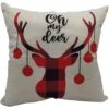 15.5 In. Buffalo Plaid Reindeer Oh My Deer Christmas Throw Pillow -Northlight Shop christmas time christmas textiles ct xmasplw wht3 64 1000