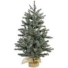 4 Ft. Prelit Yardville Pine Artificial Porch Christmas Tree With Brulap Base And LED String Lights