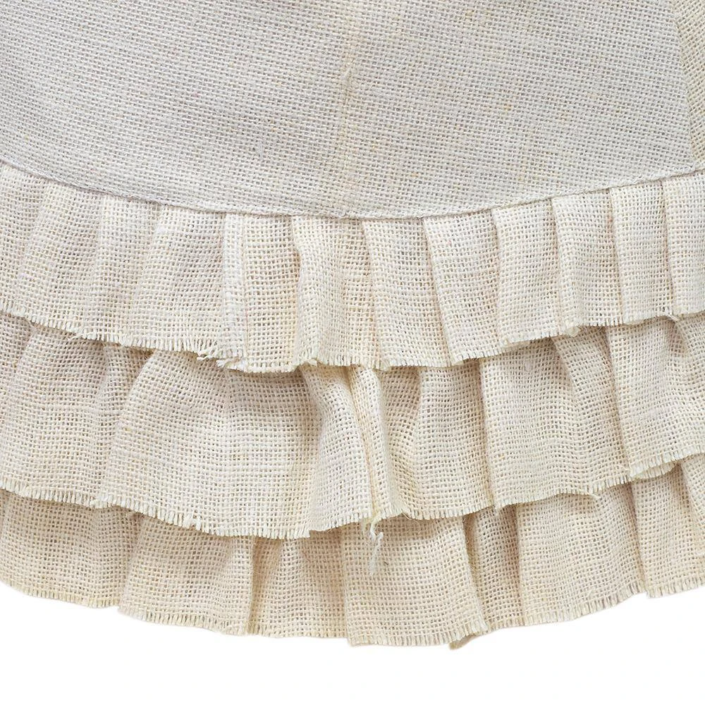 New Traditions 26 In. Ivory Burlap Tiered Ruffles Round Christmas Tree Collar 4 New Traditions 26 In. Ivory Burlap Tiered Ruffles Round Christmas Tree Collar - Image 4