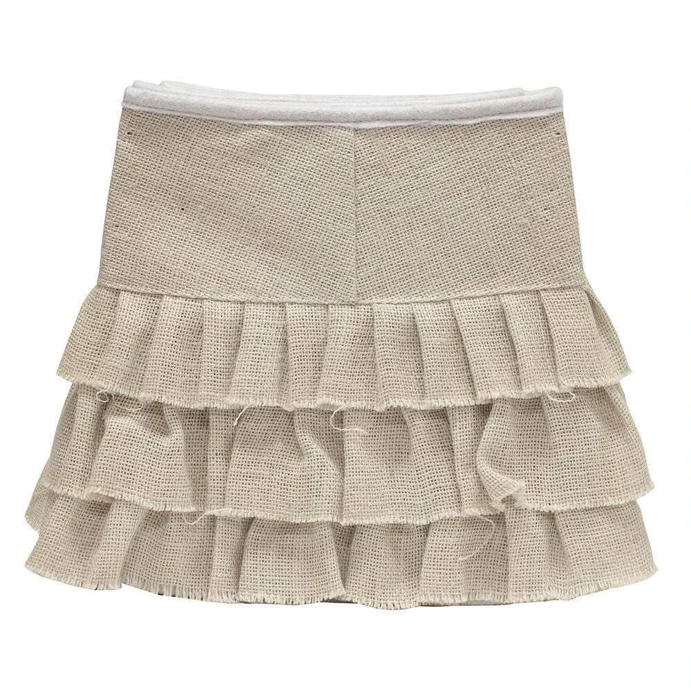 New Traditions 26 In. Ivory Burlap Tiered Ruffles Round Christmas Tree Collar 5 New Traditions 26 In. Ivory Burlap Tiered Ruffles Round Christmas Tree Collar - Image 5