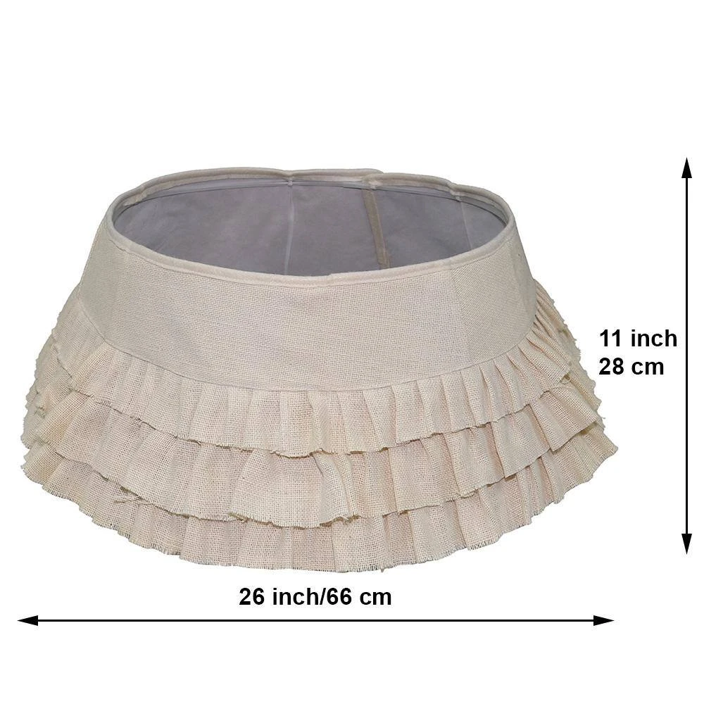 New Traditions 26 In. Ivory Burlap Tiered Ruffles Round Christmas Tree Collar 2 New Traditions 26 In. Ivory Burlap Tiered Ruffles Round Christmas Tree Collar - Image 2