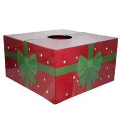 6 In. Dia Red With Green Ribbon Original Christmas Tree Skirt Box