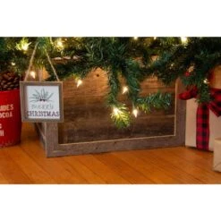 Farmhouse 27 In. W X 14.5 In. H, 37 In. Dia, Weathered Gray Decorative Christmas Tree Box Collar -Northlight Shop christmas tree collars widetreecollargray nox 31 1000