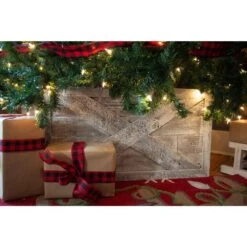 Farmhouse Deluxe 27 In. W X 14.5 In. H, 37 In. Dia, White Wash Decorative Christmas Tree Box Collar 10 Farmhouse Deluxe 27 In. W X 14.5 In. H, 37 In. Dia, White Wash Decorative Christmas Tree Box Collar -Northlight Shop christmas tree collars widetreecollarwht 1f 1000