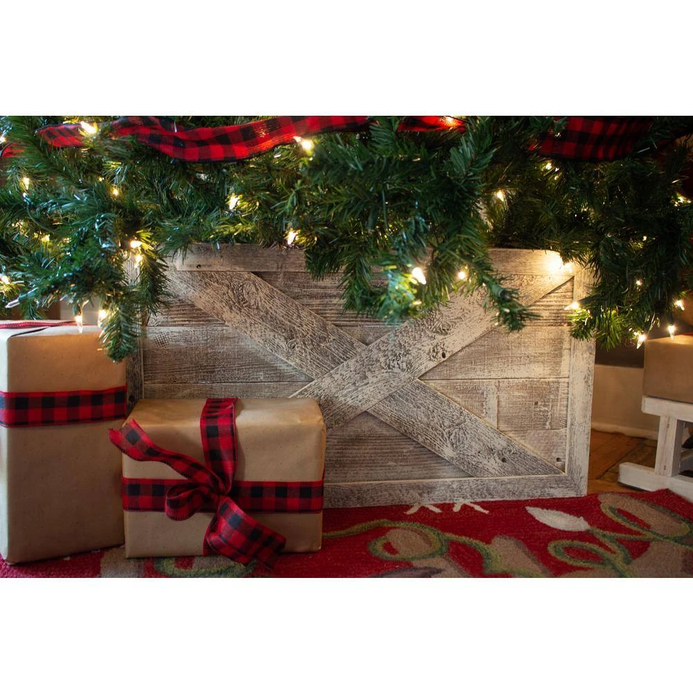 Farmhouse Deluxe 27 In. W X 14.5 In. H, 37 In. Dia, White Wash Decorative Christmas Tree Box Collar 4 Farmhouse Deluxe 27 In. W X 14.5 In. H, 37 In. Dia, White Wash Decorative Christmas Tree Box Collar - Image 4