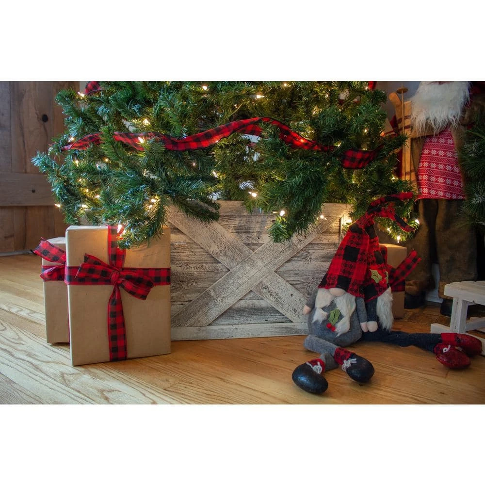 Farmhouse Deluxe 27 In. W X 14.5 In. H, 37 In. Dia, White Wash Decorative Christmas Tree Box Collar 3 Farmhouse Deluxe 27 In. W X 14.5 In. H, 37 In. Dia, White Wash Decorative Christmas Tree Box Collar - Image 3