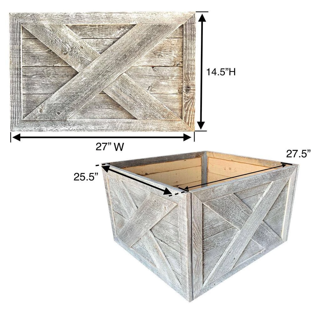 Farmhouse Deluxe 27 In. W X 14.5 In. H, 37 In. Dia, White Wash Decorative Christmas Tree Box Collar 6 Farmhouse Deluxe 27 In. W X 14.5 In. H, 37 In. Dia, White Wash Decorative Christmas Tree Box Collar - Image 6