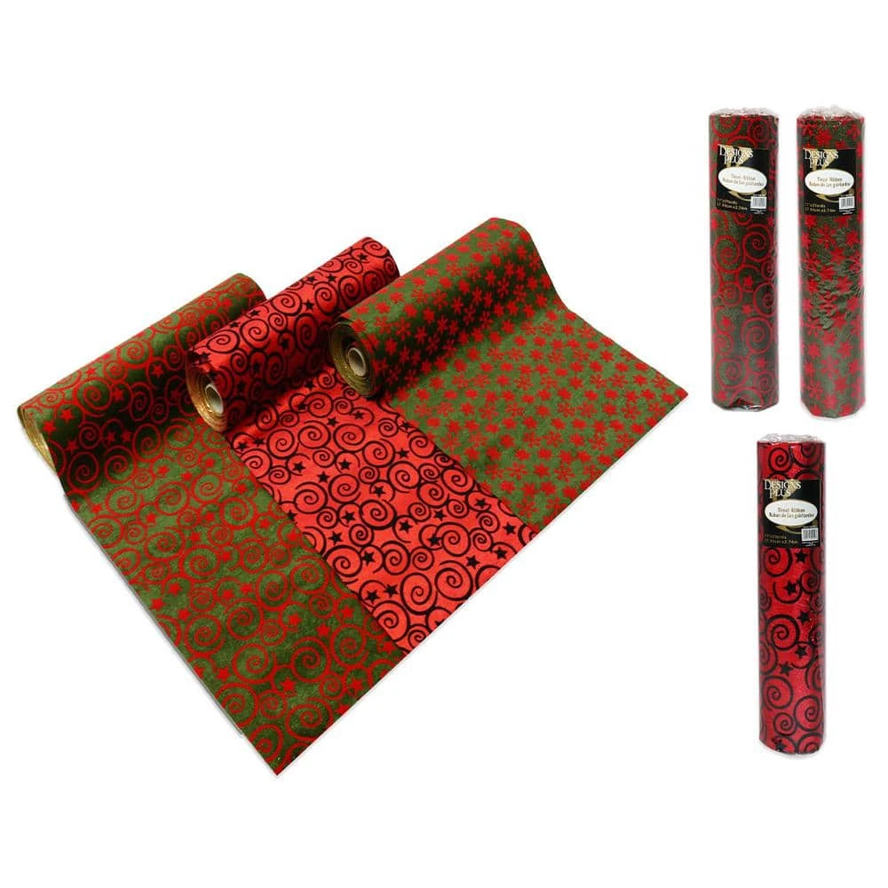 11 In. X 3 Yds. 3 Assorted Printed Tinsel Christmas Rolls (4-Pack) 1 11 In. X 3 Yds. 3 Assorted Printed Tinsel Christmas Rolls (4-Pack)