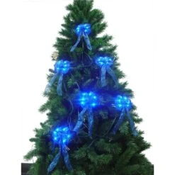 4 In. Blue LED Light Mini Bows (4-Pack) -Northlight Shop christmas tree ribbon bg04 1b003 a c3 1000