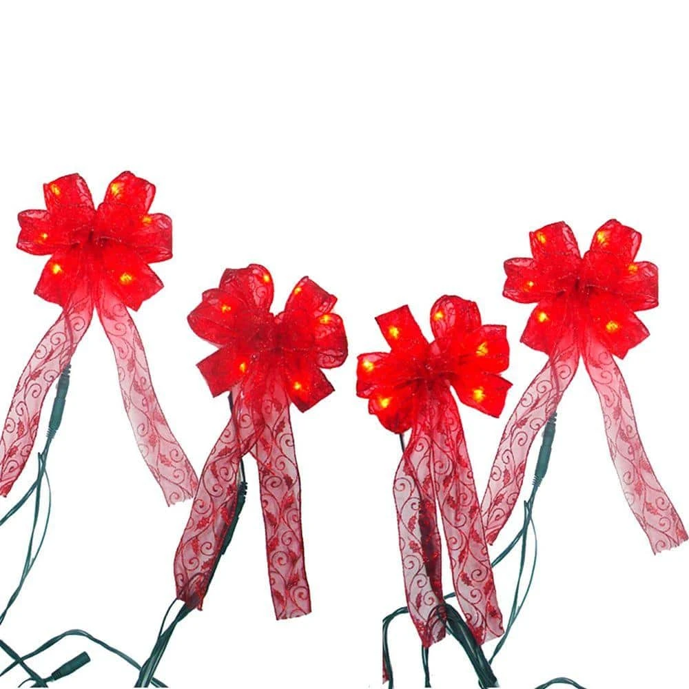 4 In. Delux Decorative Red LED Mini Bows (4-Pack) 2 4 In. Delux Decorative Red LED Mini Bows (4-Pack) - Image 2