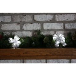4 In. White LED Light Mini Bows (4-Pack) -Northlight Shop christmas tree ribbon bg04 1w003 a 31 1000