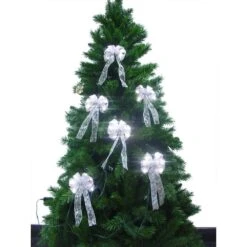 4 In. White LED Light Mini Bows (4-Pack) -Northlight Shop christmas tree ribbon bg04 1w003 a c3 1000