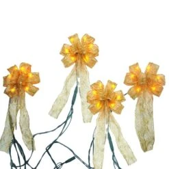 4 In. Gold LED Light Mini Bows (4-Pack) 8 4 In. Gold LED Light Mini Bows (4-Pack) -Northlight Shop christmas tree ribbon bg04 1y003 a 77 1000