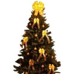 4 In. Gold LED Light Mini Bows (4-Pack) 10 4 In. Gold LED Light Mini Bows (4-Pack) -Northlight Shop christmas tree ribbon bg04 1y003 a d4 1000