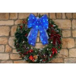 9 In. 36-Light Battery Operated LED Blue Everyday Bow -Northlight Shop christmas tree ribbon eb03 b006 a1 d4 1000