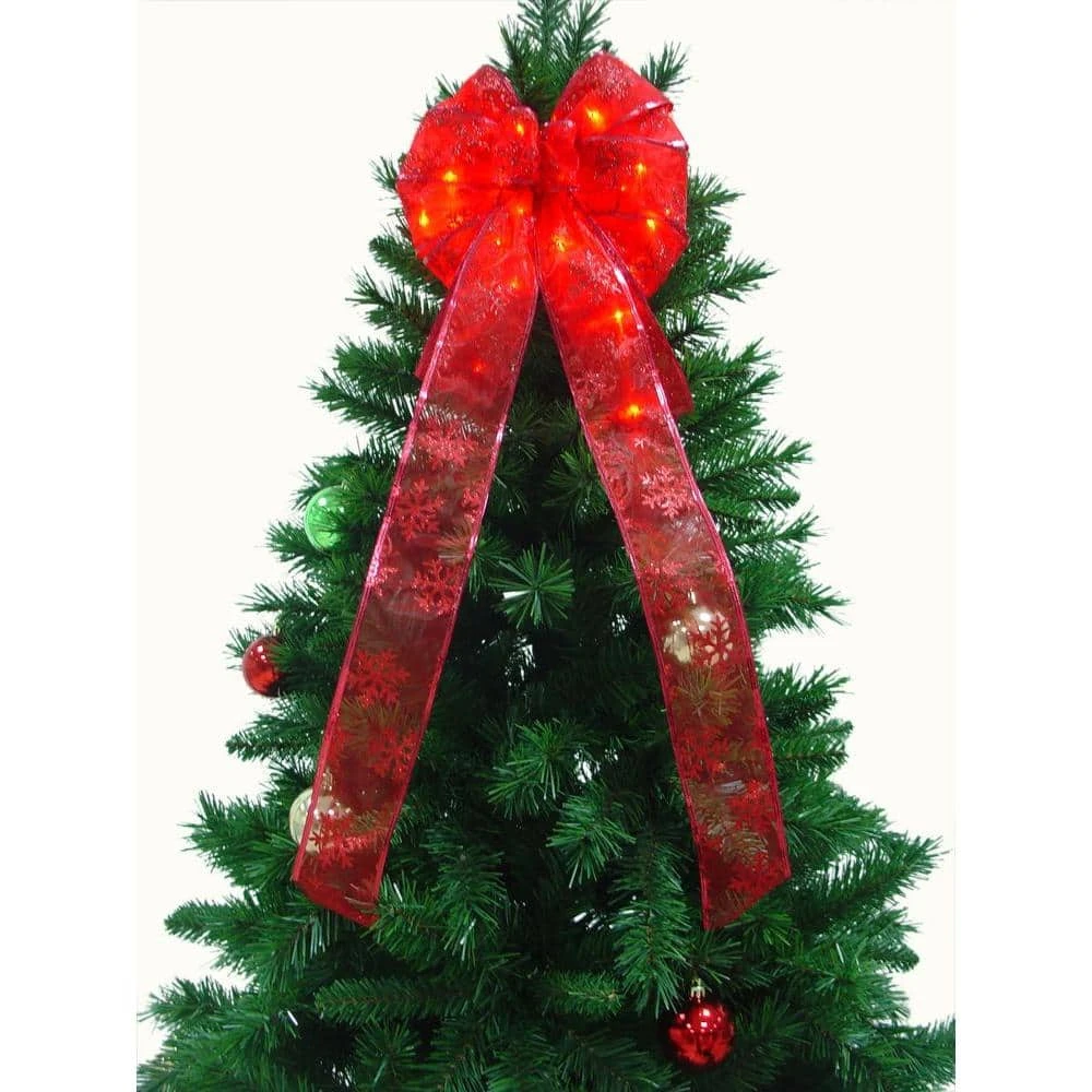 9 In. 36-Light LED Red Ribbon Bow 1 9 In. 36-Light LED Red Ribbon Bow