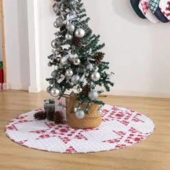 48 In. Angelina Polyester Microfiber Quilted Tree Skirt 17 48 In. Angelina Polyester Microfiber Quilted Tree Skirt -Northlight Shop christmas tree skirts cl202mu21 c3 1000