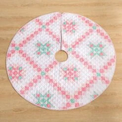 48 In. Retro Star Polyester Microfiber Quilted Tree Skirt -Northlight Shop christmas tree skirts cl203mu21 c3 1000
