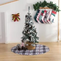 48 In. Faith Polyester Microfiber Quilted Tree Skirt 14 48 In. Faith Polyester Microfiber Quilted Tree Skirt -Northlight Shop christmas tree skirts cl206bk21 66 1000