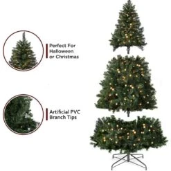 PVC Pre-Lit Artificial With Warm Lights And Stand For Artificial Christmas Tree Up To 7.5 Ft. Tall -Northlight Shop christmas tree stands ct 004 2 25m 2 4f 1000