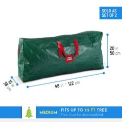 Green Waterproof Artificial Tree Storage Bag For Trees Up To 7.5 Ft. Tall (2-Pack) -Northlight Shop christmas tree storage osp 102 2 grn h 1f 1000