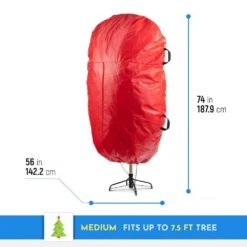 Red Waterproof Upright Tree Storage Bag For Trees Up To 7.5 Ft. Tall -Northlight Shop christmas tree storage osp 148 rd h 1f 1000
