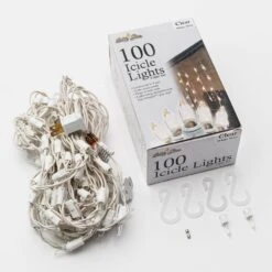 100-Light Clear Icicle Light Set -Northlight Shop christmas window decorations 36 701 00 44 1000