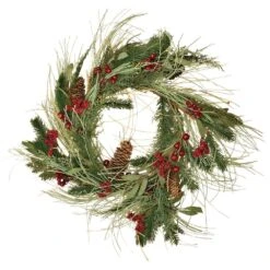 26 In. Artificial Mixed Pine And Berry Wreath